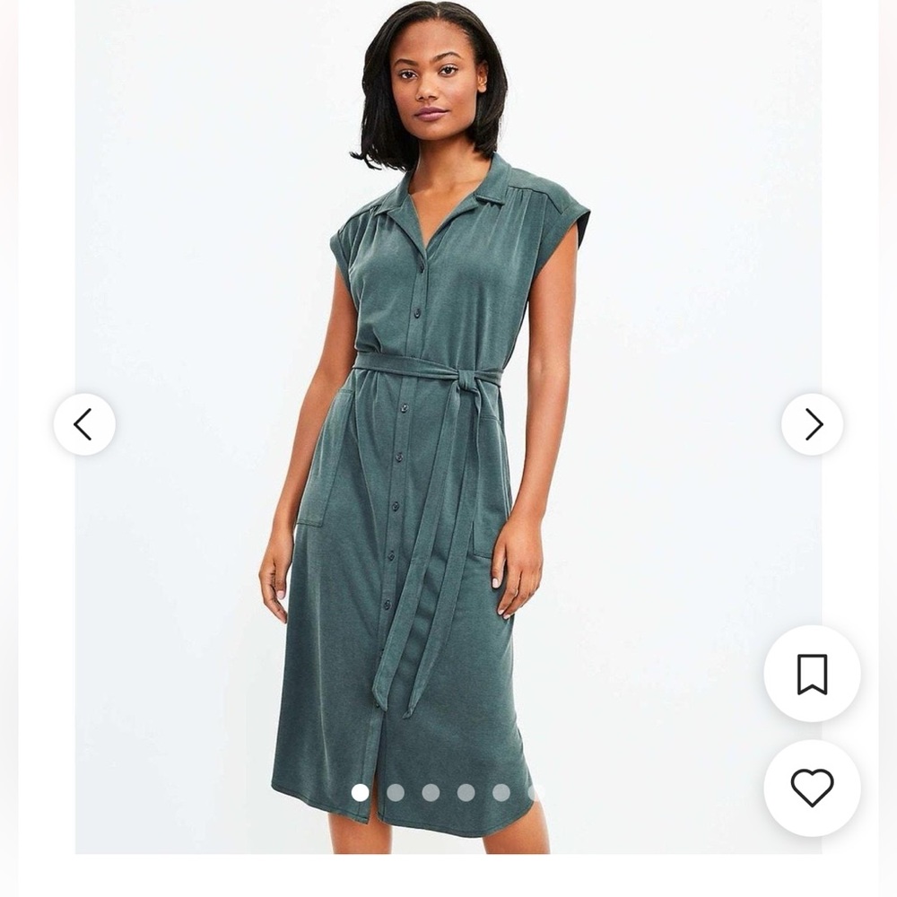 Lou & Grey Green Button Front Shirt Dress
